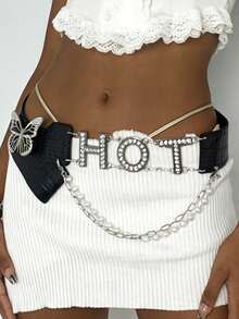 Hàng mới về: Dây đeo eo chữ pha lê xuyên biên giới bán chạy, dây đeo eo chữ bướm pha lê nối liền, phong cách punk retro đa năng. - Nhiều màu - Xem 10