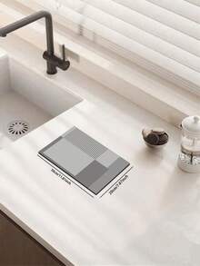 1pc Silica Gel Kitchen Mat With Layered Gray Blocks And Parallel Striped Modern Minimalist Design, Luxurious And Fashionable, Cushioning And Anti-Fatigue Kitchen Carpet With Surface Fabric, Middle Sponge Absorbent Material, And Bottom Rubber Material That Is Easy To Clean - Multicolor - View 17