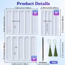 3pcs Silicone Bookmark Mold Set, 3 Shapes, With 20 Tassels, Suitable For Epoxy Resin, Rectangular Bookmark Resin Mold, For Handmade Craft Bookmarks And Gifts - Milky White/silicone - View 4