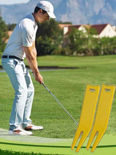 Dụng cụ uốn kim loại sửa chữa cỏ sân golf, nĩa xới cỏ sân golf cầm tay, dụng cụ cỏ sân golf bằng kim loại có vòi cong, phụ kiện sân golf, sửa chữa sân golf dành cho nam giới, người đam mê golf.