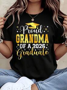 Proud Grandma Of A 2026 Graduate Graduation Shirt For Grandmother Celebration Gift For Graduation Day 2026,220g - 黑色 - 查看 1