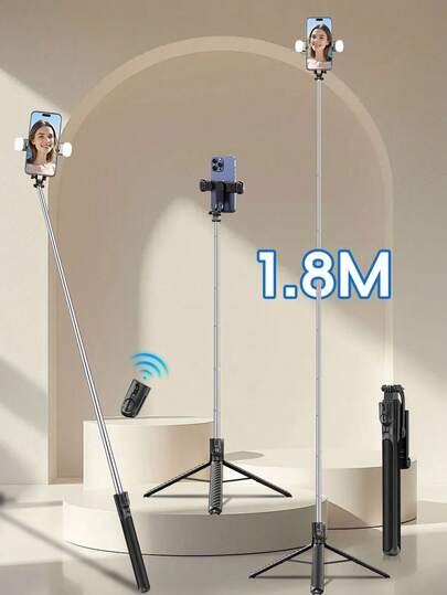 New Selfie Stick Tripod With Detachable Wireless Remote And Phone Holder, Portable And Lightweight, Compatible With IPhone 16/15/14/13/12Pro Xs Max, Smartphones, Ideal For Selfie/Video Recording/Vlog/Live Streaming, ABS Material Sturdy And Anti-Shake