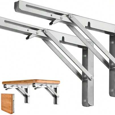 2 Giá đỡ kệ gấp 10/12 inch - Màu đen mờ, có thể gập lại, chịu lực cao, giá đỡ kệ treo tường cho bàn, giá đỡ tự lắp ráp tiết kiệm không gian cho bàn ghế - Tiết kiệm không gian