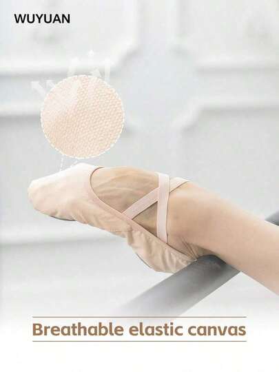 Professional Canvas Ballet Shoes - No Drawstring| Classical Ballet Pointe Shoes