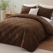 King Quilt Set- Brown Quilts Bedding Set with 2 Pillow Shams Modern King Bedspread with Striped Pattern Soft Lightweight Bedspreads Coverlets for All Seasons - Marrón - Ver 3