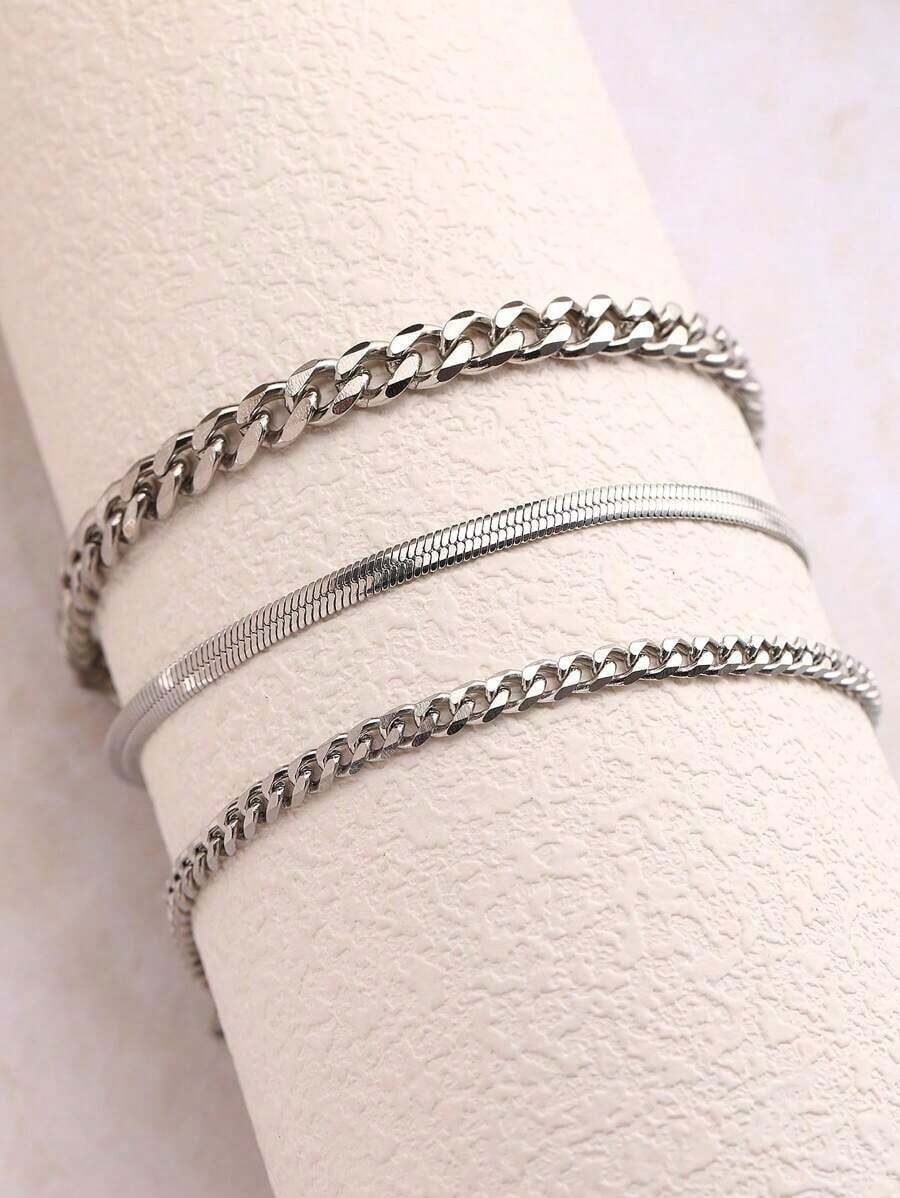 Aomogo Stainless Steel Delicate Anklet For Women Gold Color Chain Anklet  On The Leg Anklet Jewelry Women - 銀色 - 查看 1