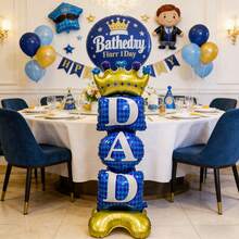 1/2pcs Large Father's Day Standing Base Aluminum Foil Balloon, Printed With "DAD", Suitable For Father's Day Decoration Balloons, Theme Party Decor, Holiday Decoration Balloons, Birthday Party Decor Balloons - Standing Father's Day - View 1