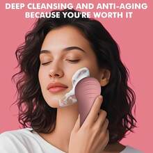 Facial Cleansing Brush Face Scrubber, Silicone Electric Exfoliator Scrubber With 6 Speeds, Rechargeable Face Scrubber For Cleansing, Waterproof Face Scrub Brush For Men & Women - Hồng tự nhiên - Xem 6