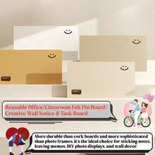 自粘式吸音毛毡墙板 40x80cm，笑脸图案 – 多功能公告板、照片展示板和留言板，适用于家庭、办公室、教室 – 北欧简约设计 - A - 查看 8