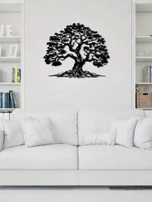 Vintage Tree Of Life Metal Wall Decor - Nature Inspired Original Metal Art, Farmhouse Style Living Room Wall Decor, Indoor Outdoor Nature Theme, Wall Mounted, Home Decor, Room Decor, Birthday Graduation Gift - 黑色 - 查看 6