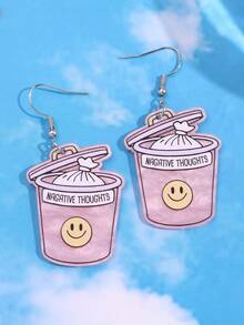 一对时尚精致百搭的酷炫小众创意嘻哈朋克垃圾桶亚克力吊坠耳环，适合女性日常、派对、通勤、假日等场合佩戴。 - 彩色 - 查看 4