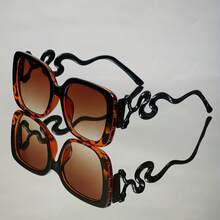 Vintage Gothic Double-Headed Snake Fashion Glasses, Suitable For Women And Men - Black Metal Frame, Purple Lenses, Ideal For Parties, Performances, And Everyday Fashion. - Họa tiết da báo đen - Xem 6