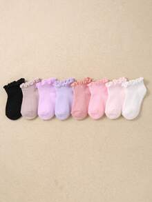 20/10 Pairs Soft Baby Socks, Ruffle Design, Candy Color, Girls Princess Socks, Ruffle Edge Design, Comfortable Elastic Daily Socks, Suitable For 0-36 Months, Suitable For Spring And Summer Seasons, Baby Socks, Girls Socks, Princess Socks, Ruffle Socks, Socks, Birthday Gift, Girls Gift, Back To School Gift Series - Multicolor - View 3