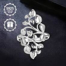 S925 Silver Leaf Design Ring For Women, Minimalist Style Gift - Silver - View 8