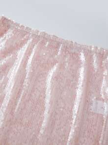 Women Sequin Maxi Skirt Low Rise See Through Sparkly Bodycon Long Mermaid Skirt Summer  Coquette Beachwear - 粉色 - 查看 3