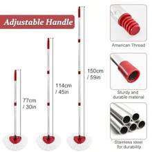 Spin Mop Handle Replacement For Ocedar Mop Heads Replacements Compatible With O-Cedar EasyWring 1-Tank System Include 4-Section Handle 2 Replace Heads 1 Scrub Brush 1 Base For O Cedar Spin Mops - Red - 查看 5