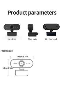 1080P全高清网络摄像头，带麦克风，USB即插即用电脑摄像头，可调节底座，适用于台式机/笔记本电脑，支持视频通话 - 黑色 - 查看 12