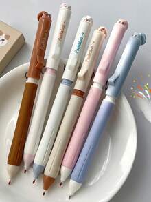 Bộ 6 bút bi gel hình mèo dễ thương Kawaii, ngòi ST khô nhanh, mực đen, cán mềm, thiết kế trò chơi trốn tìm vui nhộn, viết trơn tru, thích hợp cho học sinh, văn phòng phẩm, quà tặng cho trẻ em, luyện viết chữ. - Nhiều màu - Xem 3