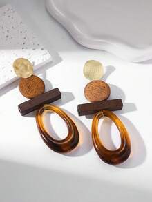 New Fashionable Exaggerated Acrylic Earrings, Elegant Hollow Round Pendant Earrings, Niche Design - Multicolor - View 6