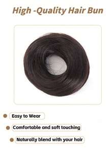 合成假发、发圈、直发圈、女士仿真发、蓬松自然发髻、懒人盘发 - 彩色 - 查看 3