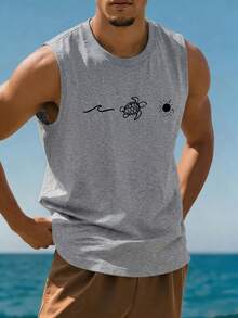 Áo thun nam in họa tiết, áo thun tay ngắn dáng rộng thoải mái thích hợp mặc đi biển mùa hè. - Màu Xám nhạt - Xem 3