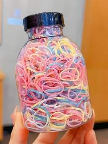 1000pcs Colorful Elastic Hair Ties Suitable For Girls, Seamless Disposable Rubber Bands, Mini Hair Scrunchies, Daily Hair Accessories - Multicolor - View 5