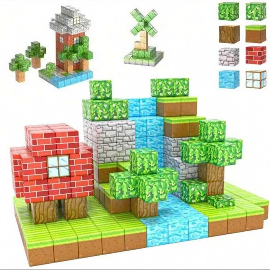 Bộ xếp hình nam châm 28/48/64/100 mảnh - Đồ chơi xếp hình khối lập phương, Đồ chơi giáo dục STEM kích thích giác quan cho bé trai và bé gái từ 3 tuổi trở lên, Đồ chơi sáng tạo giúp bé học tập và vui chơi, Bộ trò chơi lắp ráp DIY, Quà tặng sinh nhật/ngày lễ (Nhiều màu)
