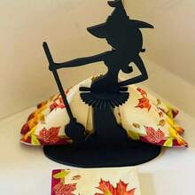 Non-Electric Witch Stand, Rustic Acrylic Halloween Witch Napkin Holder, Suitable For Holiday Tabletop Decor In Kitchen And Dining Room, No Power Needed, No Feathers, Fits Christmas And General Holiday Themed Accessories - A - View 1