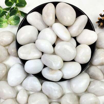 100g/300g/500g/800g, White River Pebbles And Polished Pebbles - Natural High Gloss Decorative Stones, Size 2-4cm, Suitable For Indoor Plants, Aquariums, Landscaping, Vase Filler | Crafts, Home Decor (Fish Tank Supplies, Backyard Decor, Gardening Decor)
