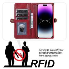 For IPhone 17/17 Air/17 Pro Max/16/11/12/13/14/15 Pro Max/15 Plus/13 Mini Wallet Case, Wireless Charging Compatible, Flip Folio Leather-Style Phone Case With Card Holder, Magnetic Closure Credit Card Slot, Protective Wallet Cover, Best Choice For Holidays And Birthday Gifts - 粉色 - 查看 4