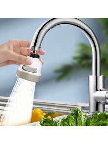 Kepala Semprotan Keran Dapur yang Dapat Diputar 360 Derajat, 3 Mode Semprotan yang Dapat Diatur - Aerator Keran Hemat Air dengan Fungsi Pulsa, Pancuran, dan Pulsa+Semprotan, Kepala Semprotan Keran Plastik Universal untuk Penggunaan di Rumah - Tiga pengaturan yang dapat disesuaikan - View 2
