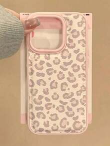 Cheetah,Leopard Print Graffiti Pink Leopard Print Phone Case Compatible With IPhone 17/15/16/14, Apple 17 Pro Max, 15, 16/12 Pro, 13, Fashionable Personalized Full-Body Shockproof Protective Cover - Pink - View 2