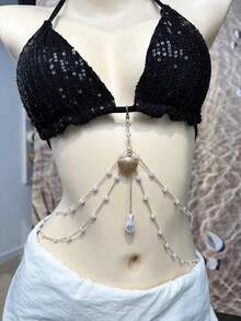 1 pieza Cadena para el Body de bikini con conchas y caracolas, elegante, única y sexy, para vacaciones en la playa con estilo bohemio - Multicolor - Ver 4