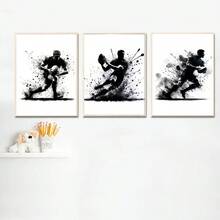 3pcs Unframed Rugby Wall Art Black Art Canvas Poster, Rugby Sports Poster Print, Rugby Gift, Living Room Home Decoration, Unframed - 222 - View 4