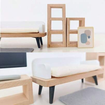 1 Set Rumah Boneka Vila Gaya Nordik, Mainan Dapur Kayu untuk Bermain Peran Anak-Anak, Mainan Peralatan Rumah Tangga Miniatur Realistis untuk Anak Laki-Laki & Perempuan