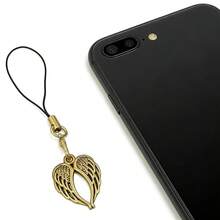 1/2 pezzi Charm vintage per telefono a forma di cuore con ali d'angelo, design delicato e traforato, adatto per smartphone universali, disponibile in 2 colori - Multicolore - Visualizzare 9