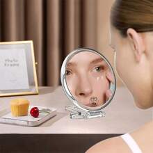 2-In-1 Portable Makeup Mirror, Double-Sided With 10X Magnification, Foldable Compact Travel Vanity Mirror - Light Pink 2503 - View 4
