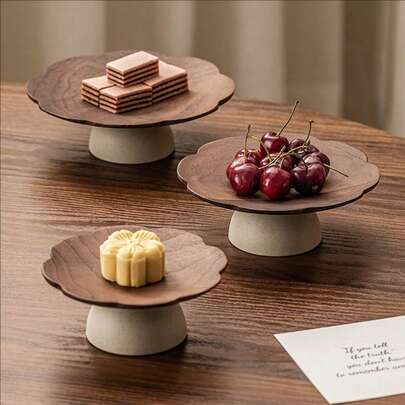 1 Piece Retro Light Luxury High-End Fruit And Snack Plate; Delicate Tall Dim Sum Tray Is Very Suitable For Snack Tray, Tea Dim Sum Tray, Living Room Tray, High Appearance Fruit Display Tray, Dried Fruit Tray, Dessert Tray, And Snack Display Storage Tray On Reception Desk