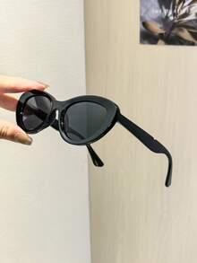 1 PC Women's Vintage Cat Eye Fashion Glasses Solid Color Polycarbonate Frame Tea And Gray Lenses Wear Without Pressure Suitable For Outdoor Commute With Glasses Box - Multicolor - View 9