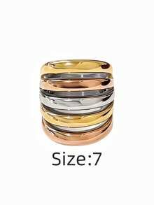 1 chiếc nhẫn thép không gỉ mạ vàng 18K kiểu dáng tối giản thanh lịch 5 đường kẻ, bền, chống nước và chống phai màu, phù hợp để đeo hàng ngày, đi du lịch và đi biển. - Nhẫn nữ năm đường kẻ - Xem 25