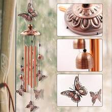 Aluminum Tube Butterfly Wind Chime, Suitable For Outdoor Decor, Beautiful Metal Butterfly Design, Applicable For Garden, Patio, Yard, Porch, Balcony, Window Sill Decoration, Perfect Gift For Friends And Family - Butterfly - View 5