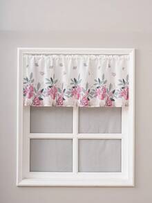 1pc Minimalist Floral Print Curtain, Farmhouse Style Coffee Shade, Short Partition Curtain, Window Door Decor - Multicolor - View 7