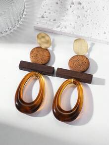 New Fashionable Exaggerated Acrylic Earrings, Elegant Hollow Round Pendant Earrings, Niche Design - Multicolor - View 16