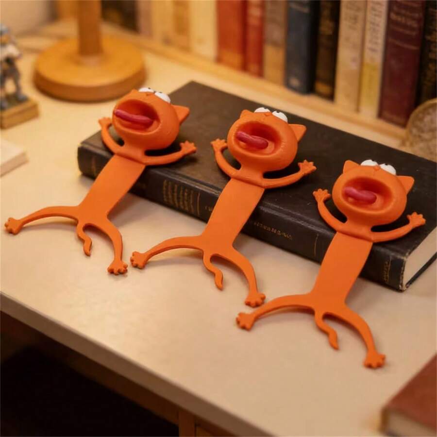 Funny 3D Stereoscopic Cat Bookmark Reading Book Clip Creative Cartoon Cute Stationery One-Piece Set