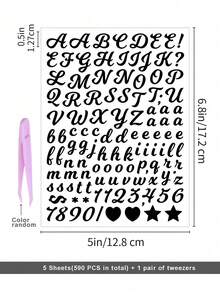 1500pcs/Pack Waterproof English Letter Sticker, Suitable For Party, Holiday Decoration, Greeting Cards, Postcards, Notebooks, Laptop, Skateboard, Helmet, Comes With 1 Pair Of Tweezers (Color Random) Back To School - Black - View 11