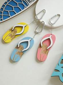 1pc Summer Flip Flop Keychain, Beach Themed Colorful Flip Flop Design With Tropical Palm Tree Decor, Fun Holiday Accessory, Travel Keychain, Bright Yellow, Blue, Pink Flip Flops, Keychain Set To Create Summer Vibe, Suitable For Bags And Wallets, Perfect Holiday Gift, Bohemian Style Accessory, Fashionable Beach Party Decor, Creative Holiday Keychain For Summer Lovers, Casual Chic Summer Lifestyle Accessory - Multicolor - View 7