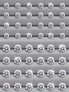 48颗六边形水钻耳钉套装，简约优雅圆形耳环，适合日常佩戴，休闲时尚礼物，精致的朋友节日礼物 - 彩色 - 查看 4