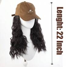 Mũ lưỡi trai bằng tóc giả tổng hợp 22 inch, kiểu dáng rộng rãi, thêu họa tiết, che phủ toàn bộ đầu với mái tóc dài bồng bềnh. - Dark Brown - Xem 3