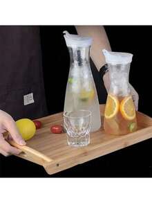 1000/1400/1600毫升透明亚克力果汁冷水瓶大容量咖啡牛奶壶耐热水壶饮水器具 - 彩色 - 查看 7