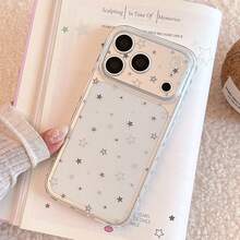Ốp lưng Star Kavenfort trong suốt màu xám với họa tiết chấm mực và ngôi sao, thiết kế ngôi sao màu xám tối giản, tương thích với iPhone 17, 17 Pro Max, 16, Full Coverage, 14, độc đáo, hình học, phong cách tối giản, phong cách INS. - Trong sáng - Xem 10